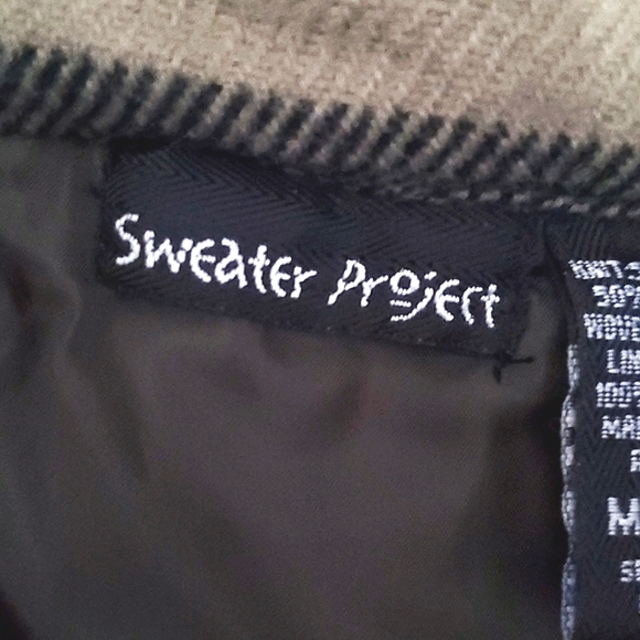 Sweater Project Retro Brown & Tan Grandpa Plaid Chunky Hooded Buttoned Jacket - Picture 13 of 14